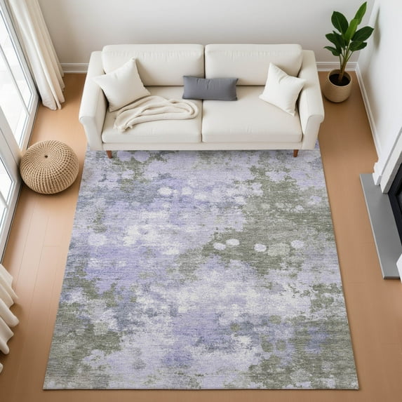 Addison Rugs Mayfield Premium Machine Washable Transitional Abstract Lavender Rectangle Rug, 10' x 14'