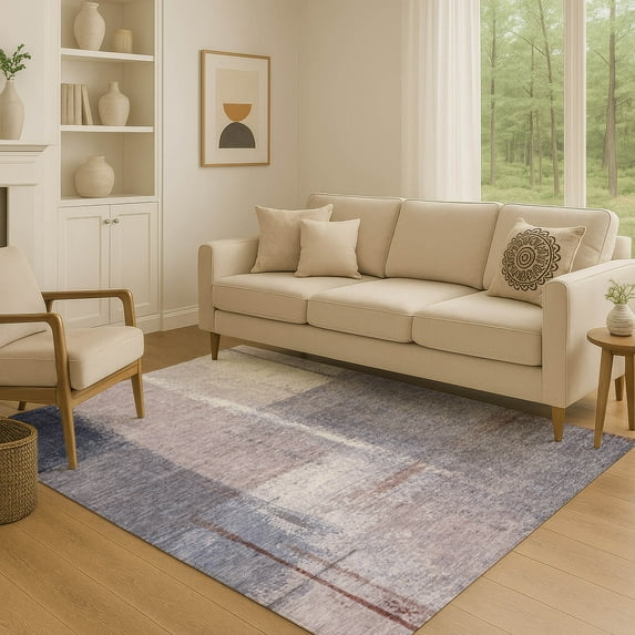 Addison Rugs Mayfield Premium Machine Washable Transitional Abstract Lavender Rectangle Rug, 10' x 14'