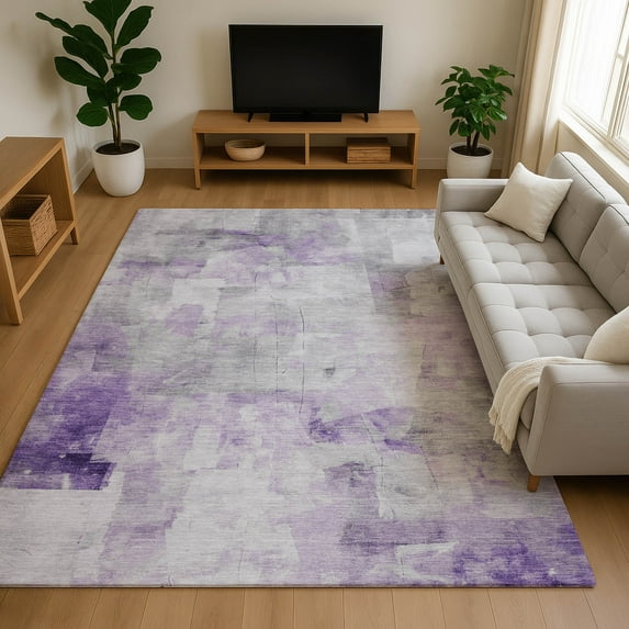 Addison Rugs Mayfield Premium Machine Washable Transitional Abstract Lavender Rectangle Rug, 2'6" x 3'10"