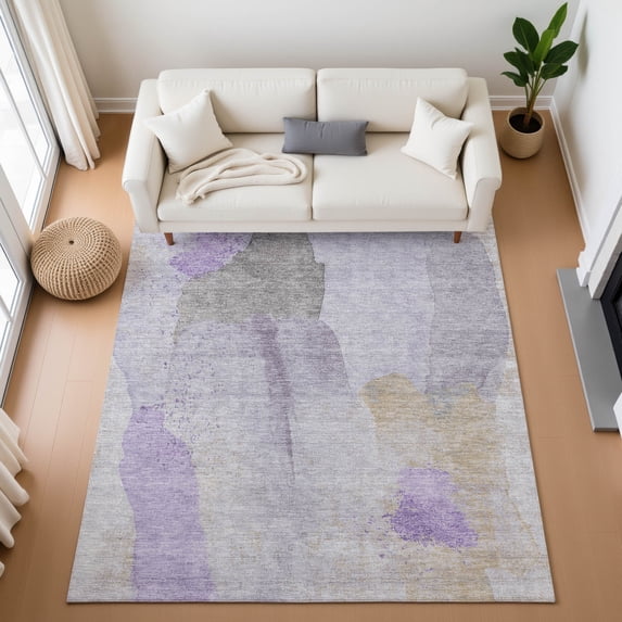 Addison Rugs Mayfield Premium Machine Washable Transitional Abstract Lavender Rectangle Rug, 2'6" x 3'10"