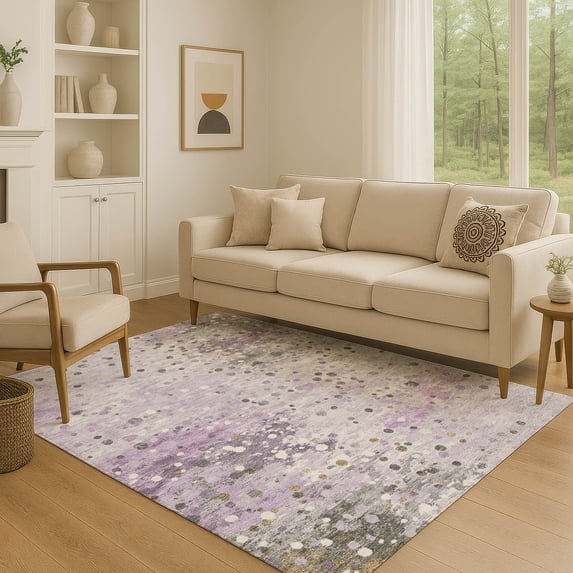Addison Rugs Mayfield Premium Machine Washable Transitional Abstract Lavender Rectangle Rug, 2'6" x 3'10"