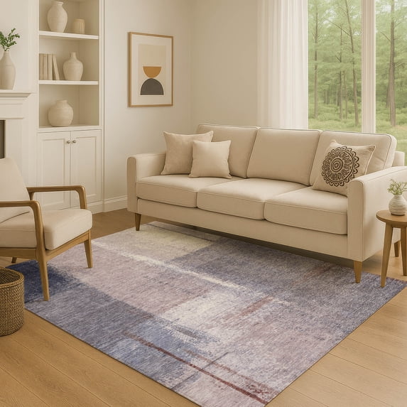 Addison Rugs Mayfield Premium Machine Washable Transitional Abstract Lavender Rectangle Rug, 2'6" x 3'10"