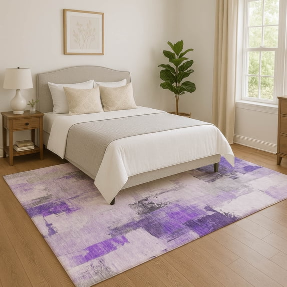 Addison Rugs Mayfield Premium Machine Washable Transitional Abstract Lavender Rectangle Rug, 2'6" x 3'10"