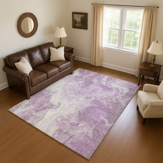 Addison Rugs Mayfield Premium Machine Washable Transitional Abstract Lavender Rectangle Rug, 8' x 10'