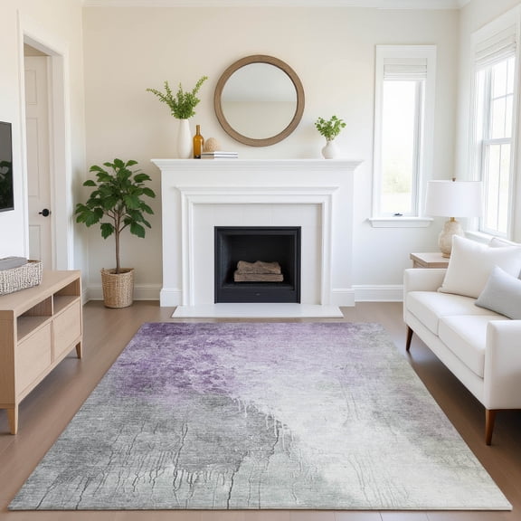 Addison Rugs Mayfield Premium Machine Washable Transitional Abstract Lavender Rectangle Rug, 8' x 10'