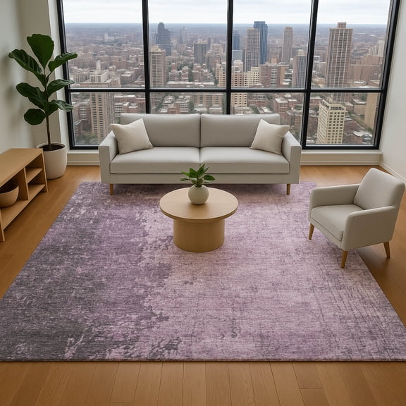 Addison Rugs Mayfield Premium Machine Washable Transitional Abstract Lavender Rectangle Rug, 8' x 10'