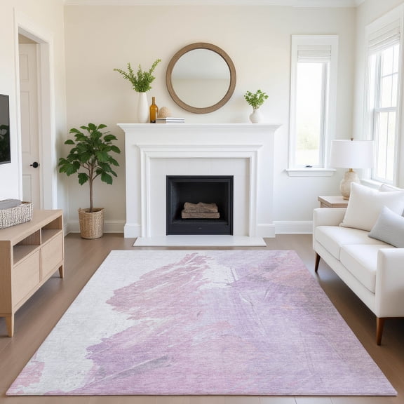 Addison Rugs Mayfield Premium Machine Washable Transitional Abstract Lavender Rectangle Rug, 8' x 10'