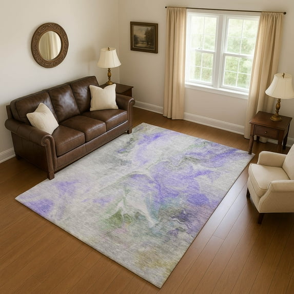 Addison Rugs Mayfield Premium Machine Washable Transitional Abstract Lavender Rectangle Rug, 9' x 12'