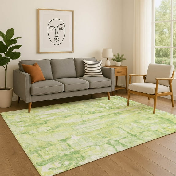 Addison Rugs Mayfield Premium Machine Washable Transitional Abstract Lime Rectangle Rug, 9' X 12' Machine Washable Transitional Abstract Lime Oversized Sherpa Throw Blanket