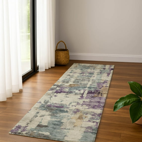 Addison Rugs Mayfield Premium Machine Washable Transitional Abstract Linen Runner Rug, 2'3" x 7'6"