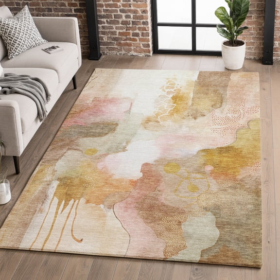 Addison Rugs Mayfield Premium Machine Washable Transitional Abstract Mauve Rectangle Rug, 5' X 7'6" Machine Washable Transitional Abstract Mauve Oversized Sherpa Throw Blanket