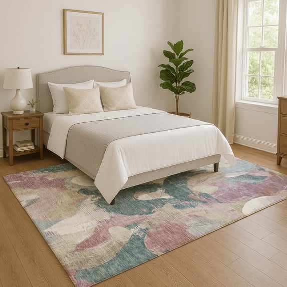 Addison Rugs Mayfield Premium Machine Washable Transitional Abstract Mauve Rectangle Rug, 8' x 10'