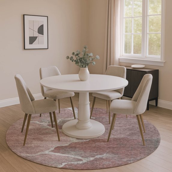 Addison Rugs Mayfield Premium Machine Washable Transitional Abstract Mauve Round Rug, 8' x 8'