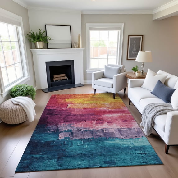 Addison Rugs Mayfield Premium Machine Washable Transitional Abstract Merlot Rectangle Rug, 3' x 5'