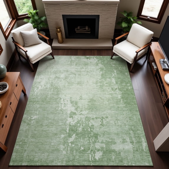 Addison Rugs Mayfield Premium Machine Washable Transitional Abstract Mint Rectangle Rug, 5' x 7'6"