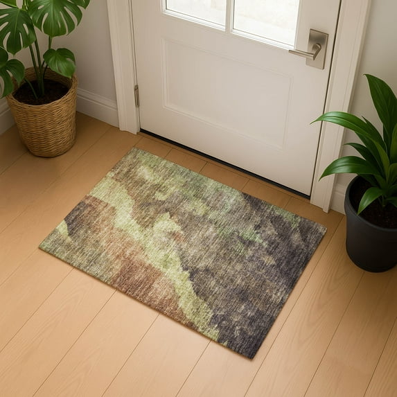 Addison Rugs Mayfield Premium Machine Washable Transitional Abstract Mocha Rectangle Rug, 1'8" x 2'6"
