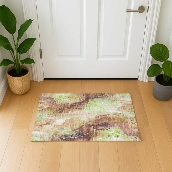 Addison Rugs Mayfield Premium Machine Washable Transitional Abstract Mocha Rectangle Rug, 1'8" x 2'6"