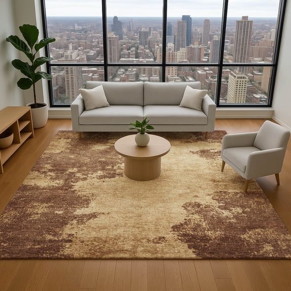 Addison Rugs Mayfield Premium Machine Washable Transitional Abstract Mocha Rectangle Rug, 2'6" x 3'10"