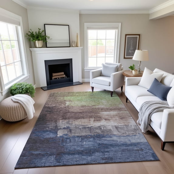Addison Rugs Mayfield Premium Machine Washable Transitional Abstract Mocha Rectangle Rug, 9' x 12'