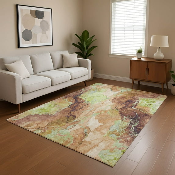 Addison Rugs Mayfield Premium Machine Washable Transitional Abstract Mocha Rectangle Rug, 9' x 12'