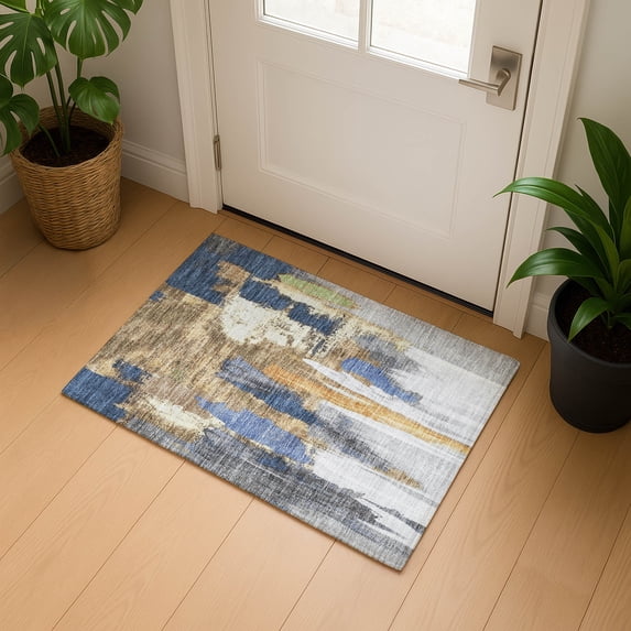 Addison Rugs Mayfield Premium Machine Washable Transitional Abstract Navy Rectangle Rug, 1'8" x 2'6"