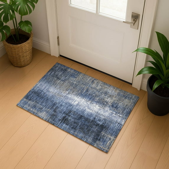Addison Rugs Mayfield Premium Machine Washable Transitional Abstract Navy Rectangle Rug, 1'8" x 2'6"