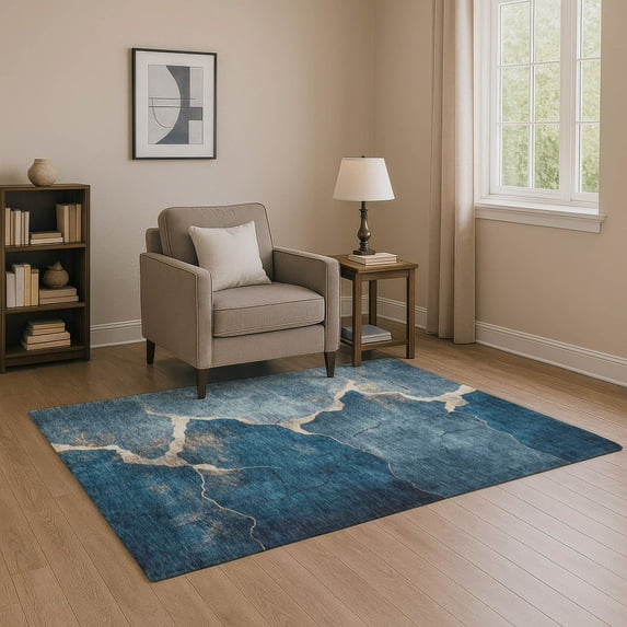 Addison Rugs Mayfield Premium Machine Washable Transitional Abstract Navy Rectangle Rug, 2'6" x 3'10"