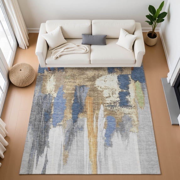 Addison Rugs Mayfield Premium Machine Washable Transitional Abstract Navy Rectangle Rug, 2'6" x 3'10"