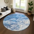 thumbnail image 1 of Addison Rugs Mayfield Premium Machine Washable Transitional Abstract Navy Round Rug, 8' X 8' Machine Washable Transitional Abstract Navy Oversized Sherpa Throw Blanket, 1 of 6