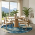 thumbnail image 1 of Addison Rugs Mayfield Premium Machine Washable Transitional Abstract Navy Round Rug, 8' x 8', 1 of 6