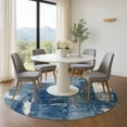 thumbnail image 1 of Addison Rugs Mayfield Premium Machine Washable Transitional Abstract Navy Round Rug, 8' x 8', 1 of 6