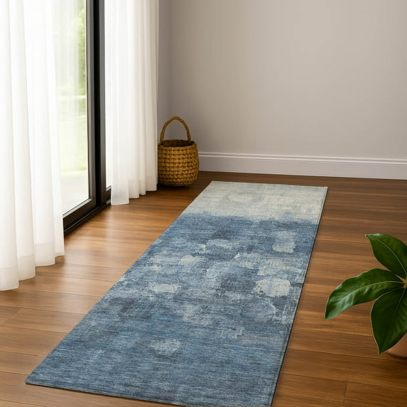 Addison Rugs Mayfield Premium Machine Washable Transitional Abstract Navy Runner Rug, 2'3" x 7'6"