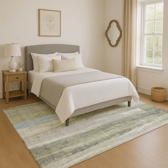 Addison Rugs Mayfield Premium Machine Washable Transitional Abstract Olive Rectangle Rug, 2'6" x 3'10"