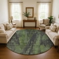 thumbnail image 1 of Addison Rugs Mayfield Premium Machine Washable Transitional Abstract Olive Round Rug, 8' X 8' Machine Washable Transitional Abstract Olive Oversized Sherpa Throw Blanket, 1 of 6