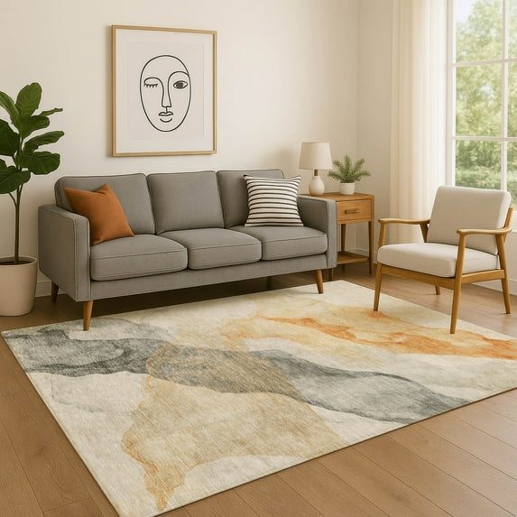 Addison Rugs Mayfield Premium Machine Washable Transitional Abstract Orange Rectangle Rug, 10' x 14'