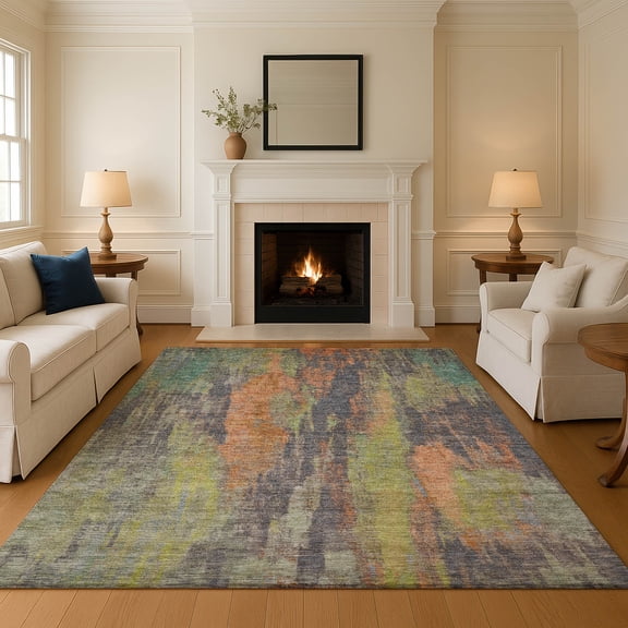 Addison Rugs Mayfield Premium Machine Washable Transitional Abstract Orange Rectangle Rug, 2'6" X 3'10" Machine Washable Transitional Abstract Orange Oversized Sherpa Throw Blanket