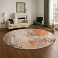 thumbnail image 1 of Addison Rugs Mayfield Premium Machine Washable Transitional Abstract Orange Round Rug, 8' x 8', 1 of 6