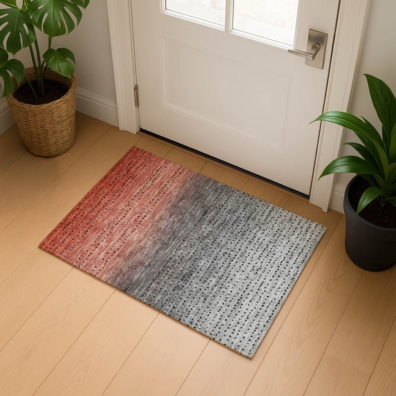 Addison Rugs Mayfield Premium Machine Washable Transitional Abstract Paprika Rectangle Rug, 1'8" x 2'6"