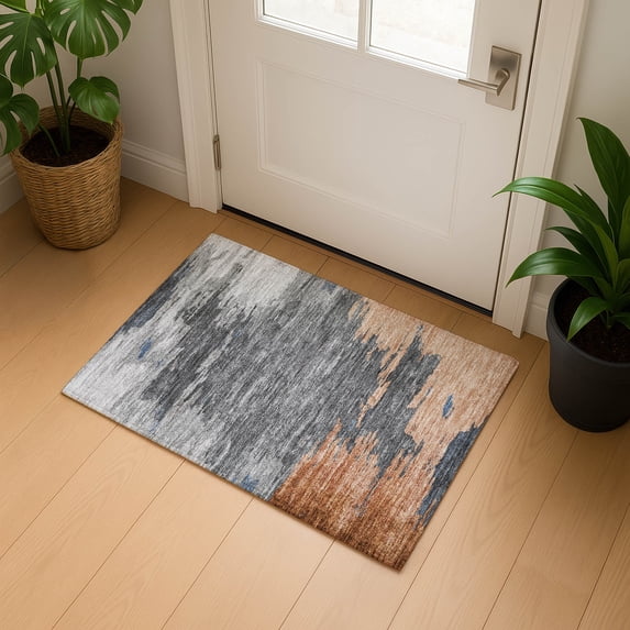 Addison Rugs Mayfield Premium Machine Washable Transitional Abstract Paprika Rectangle Rug, 1'8" x 2'6"