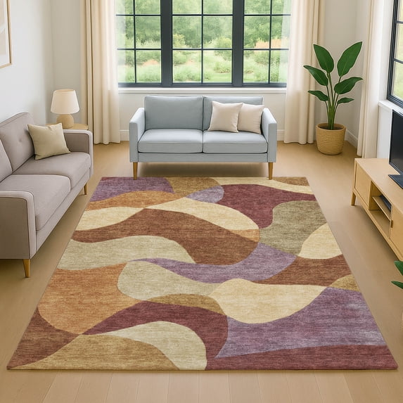 Addison Rugs Mayfield Premium Machine Washable Transitional Abstract Paprika Rectangle Rug, 10' x 14'