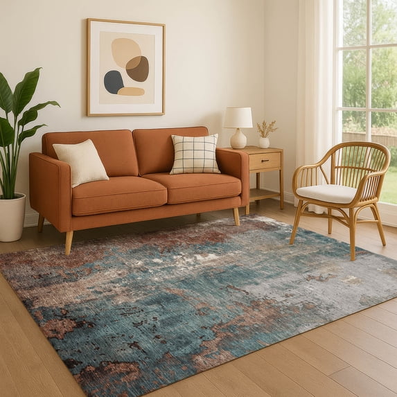 Addison Rugs Mayfield Premium Machine Washable Transitional Abstract Paprika Rectangle Rug, 2'6" x 3'10"