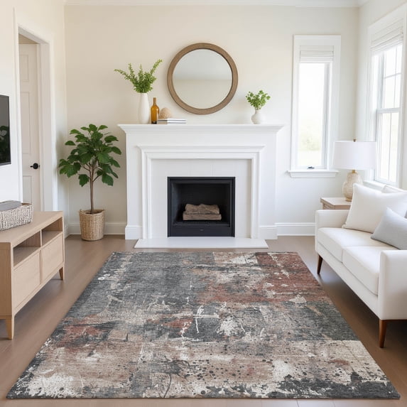 Addison Rugs Mayfield Premium Machine Washable Transitional Abstract Paprika Rectangle Rug, 5' x 7'6"