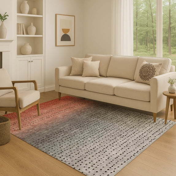 Addison Rugs Mayfield Premium Machine Washable Transitional Abstract Paprika Rectangle Rug, 5' x 7'6"
