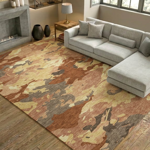 Addison Rugs Mayfield Premium Machine Washable Transitional Abstract Paprika Rectangle Rug, 8' x 10'