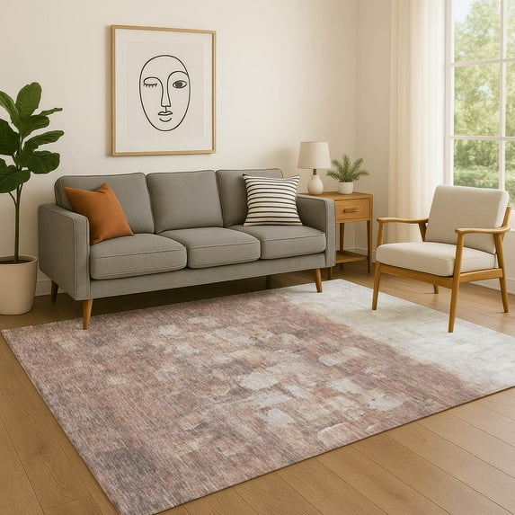 Addison Rugs Mayfield Premium Machine Washable Transitional Abstract Paprika Rectangle Rug, 9' x 12'