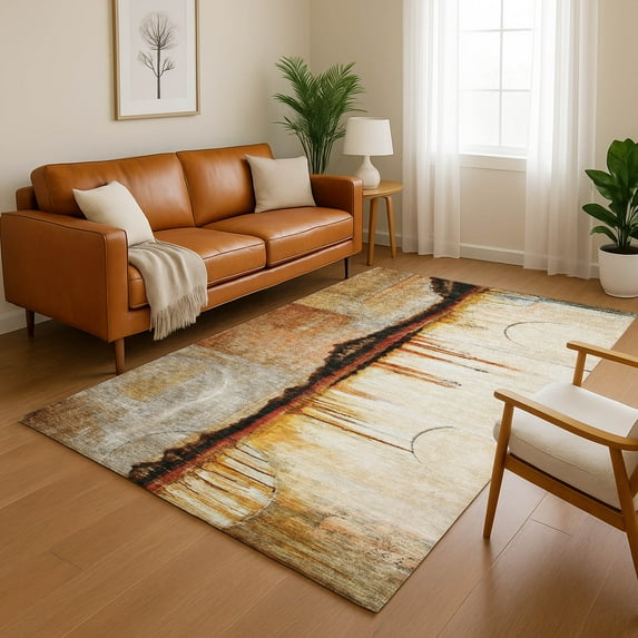 Addison Rugs Mayfield Premium Machine Washable Transitional Abstract Paprika Rectangle Rug, 9' x 12'