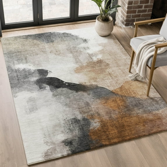 Addison Rugs Mayfield Premium Machine Washable Transitional Abstract Paprika Rectangle Rug, 9' x 12'