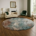 thumbnail image 1 of Addison Rugs Mayfield Premium Machine Washable Transitional Abstract Paprika Round Rug, 8' x 8', 1 of 6