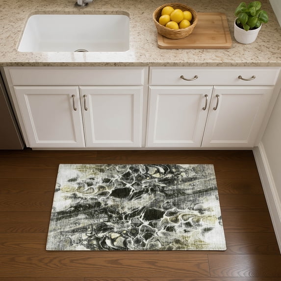 Addison Rugs Mayfield Premium Machine Washable Transitional Abstract Pewter Rectangle Rug, 1'8" x 2'6"