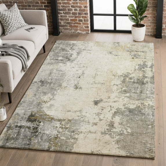 Addison Rugs Mayfield Premium Machine Washable Transitional Abstract Pewter Rectangle Rug, 10' x 14'